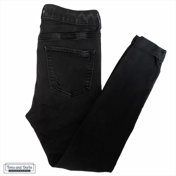 Hollister Ripped Cuffed Skinny Black Jeans - Picture 3 of 7
